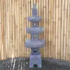 Product image 2 of the product “Japanese style Garden Lantern, made from Andesit Stone. Multipart. 110 cm Height, Roof is 35 cm width. ”